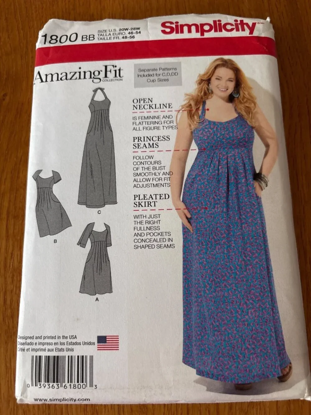 Simplicity Dress Sewing Pattern Womens Size 20W-22W-24W-26W-28W 1800 Uncut